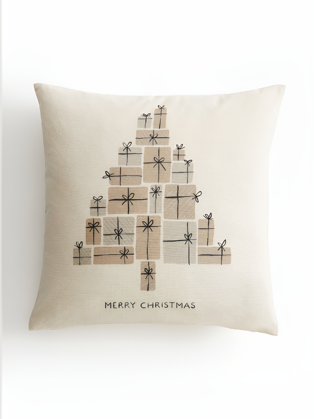 

H&M Printed Cotton Cushion Cover, Beige