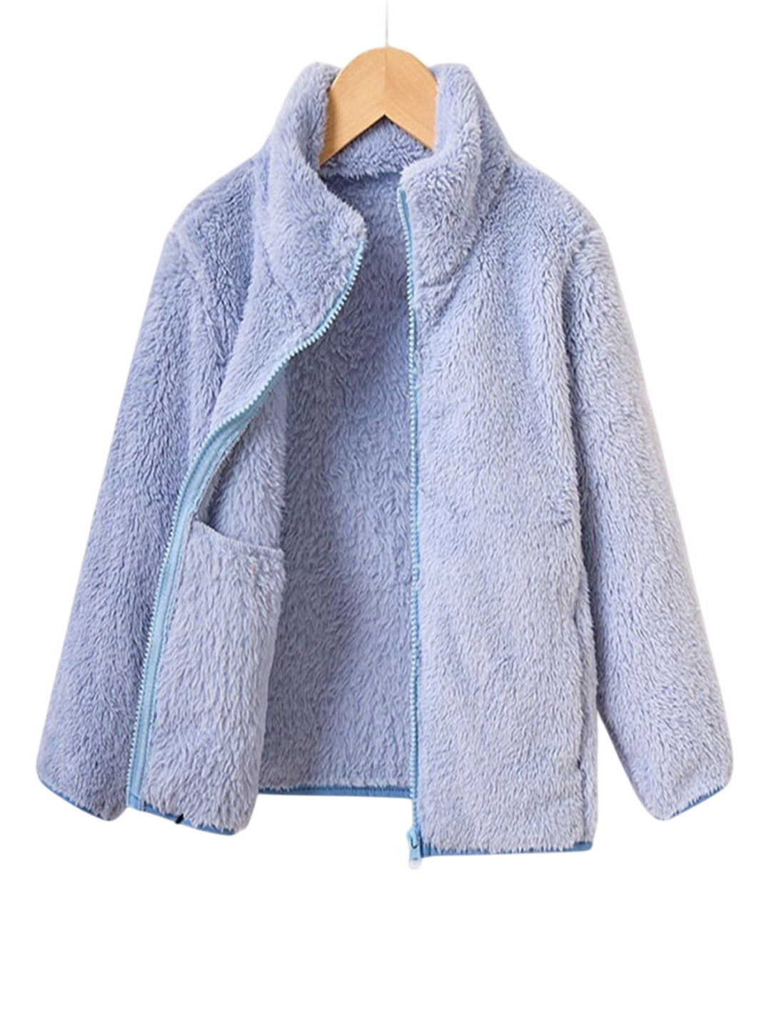 

Xsole Kids Stand Collar Open Front Jacket, Blue