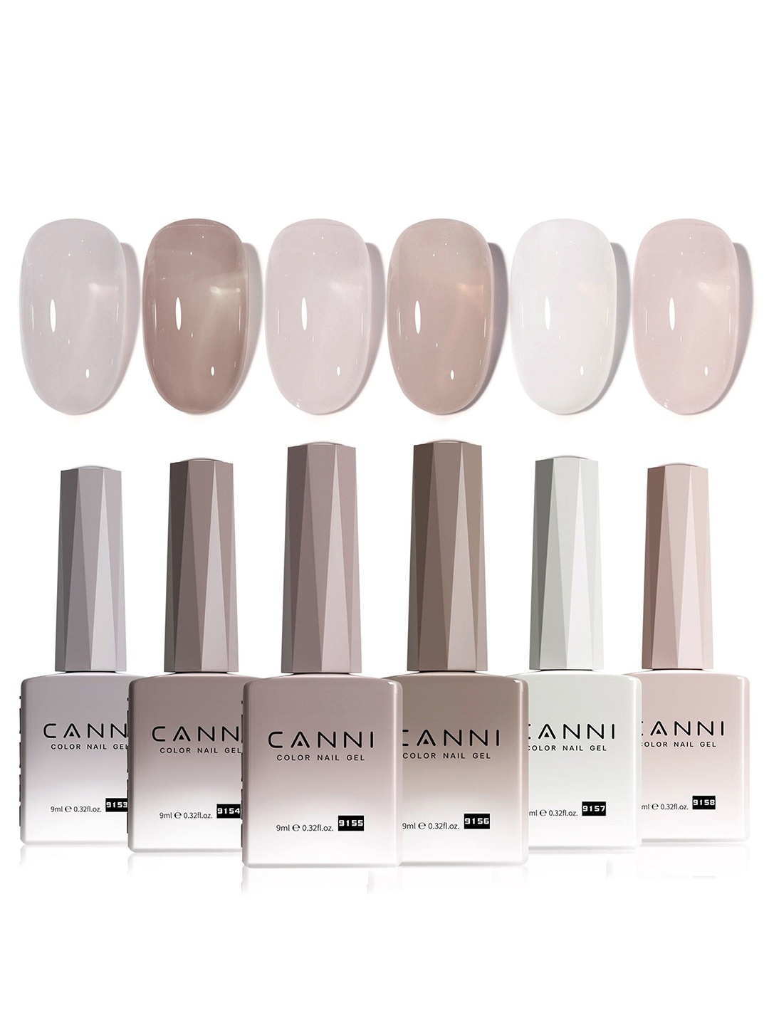 

CANNI Set Of 6 Color Hema Free UV Gel Nail Polish - 9 ml Each - Shade 2343, Nude