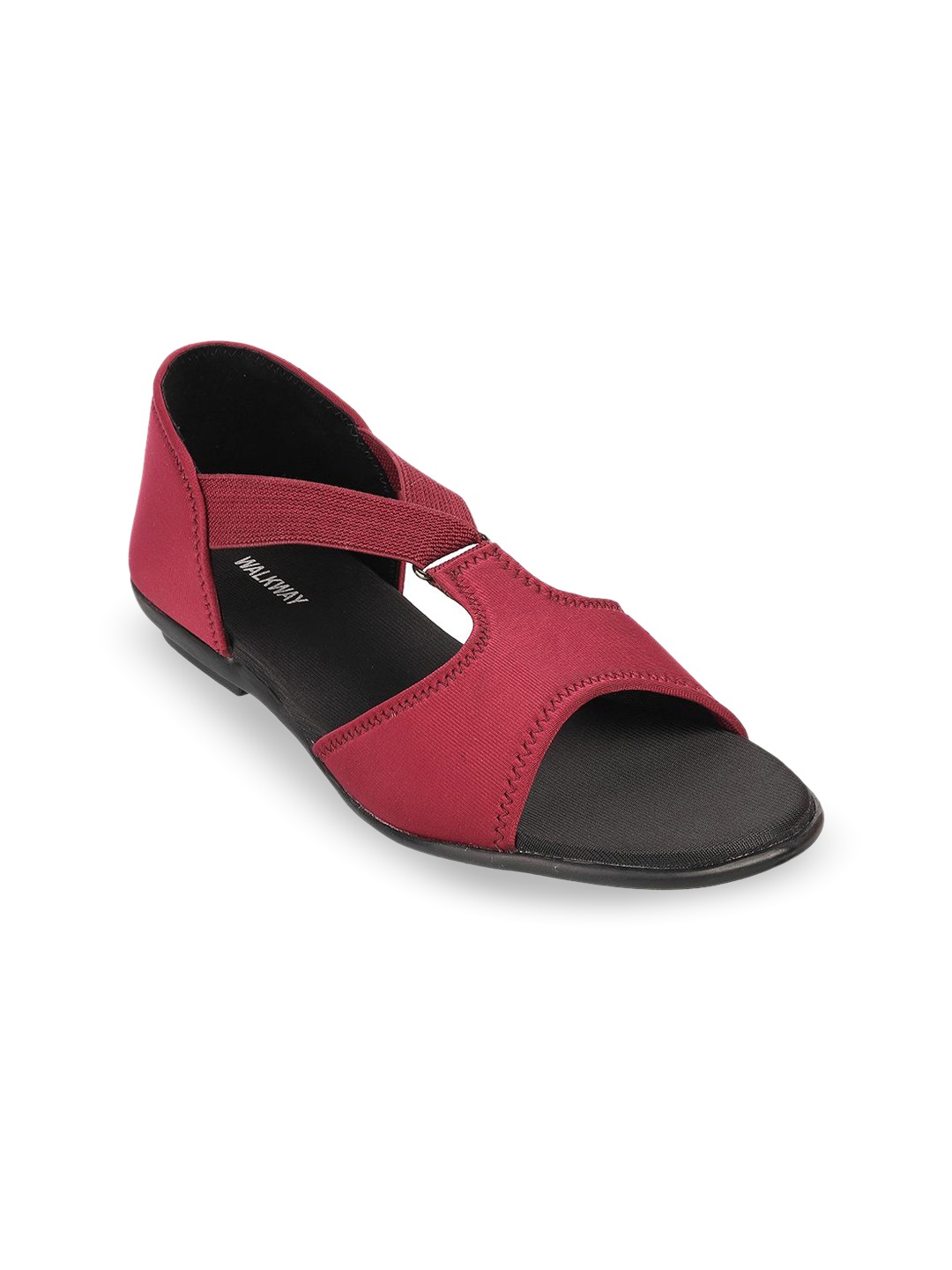 

WALKWAY by Metro Women Colourblocked Open Toe Flats, Maroon