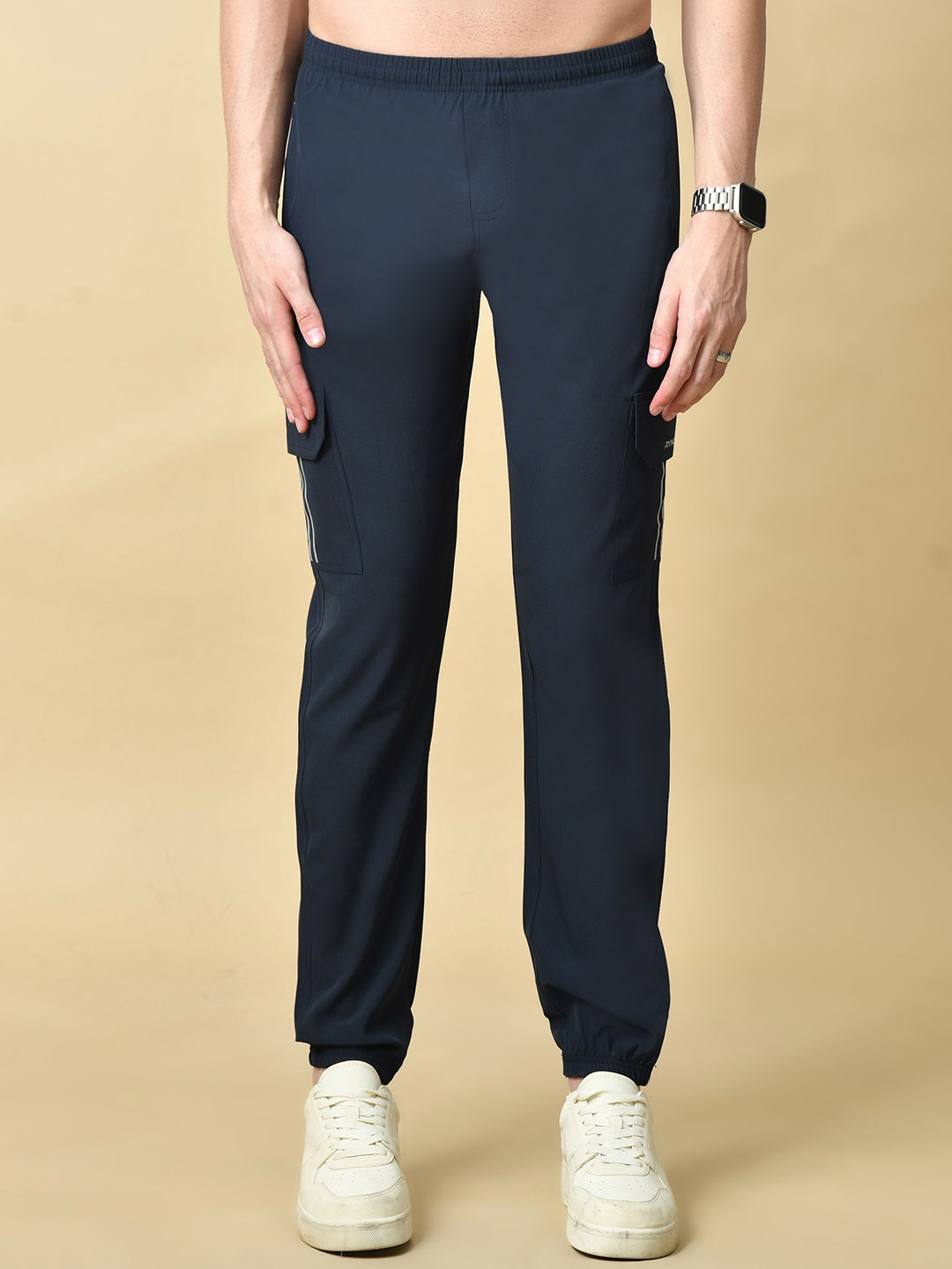 

Bildos Men Mid-Rise Trackpants, Navy blue