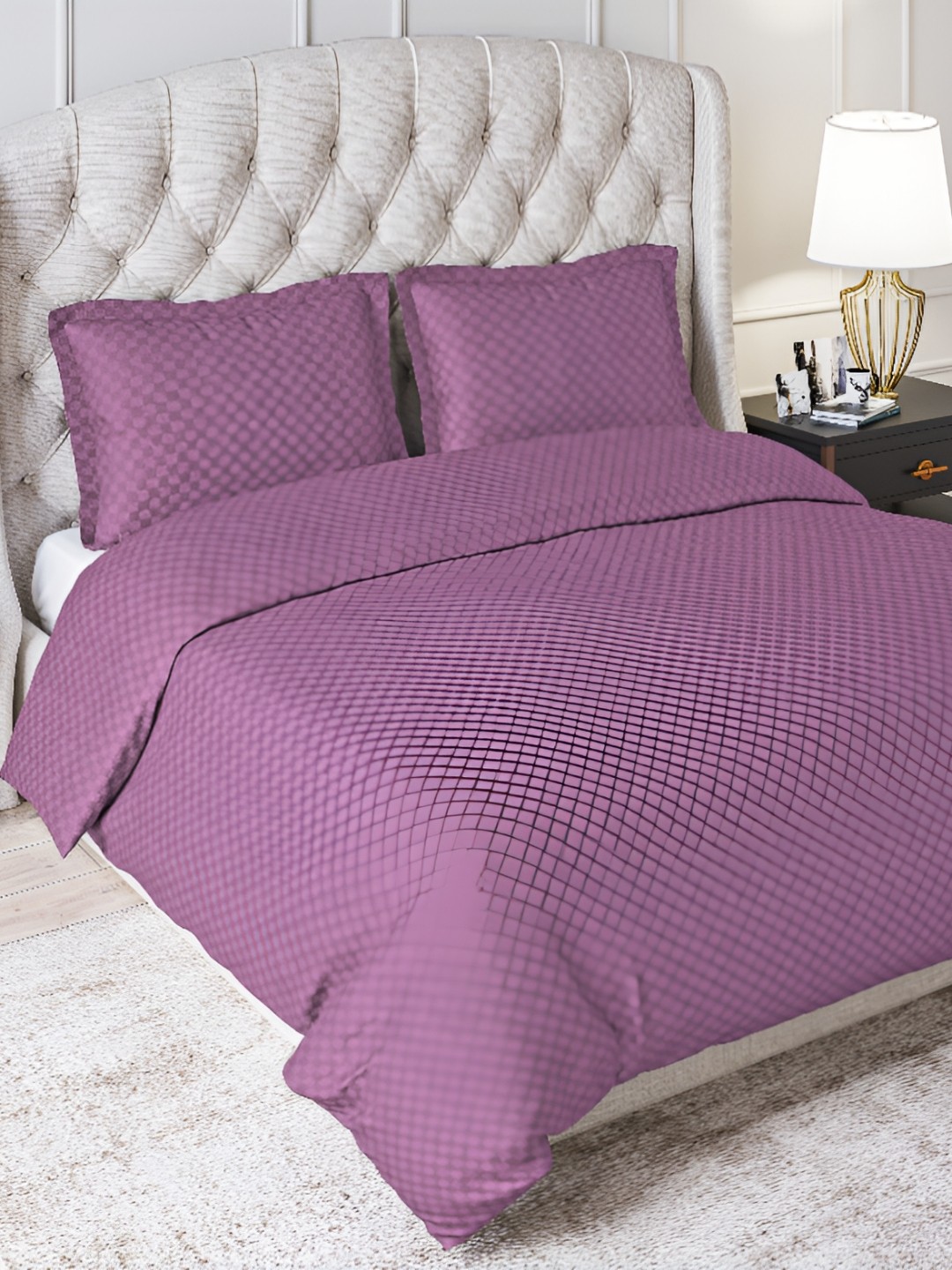 

Trance Home Linen Zippered Single Duvet Cover with 1 Pillow Cover, Violet