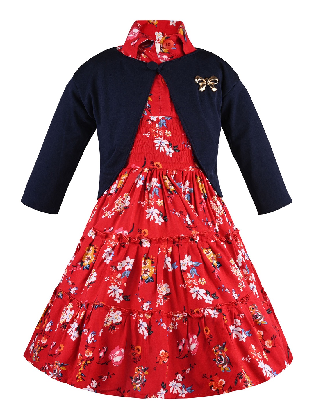 

Wish Karo Floral Print Georgette A-Line Dress, Red