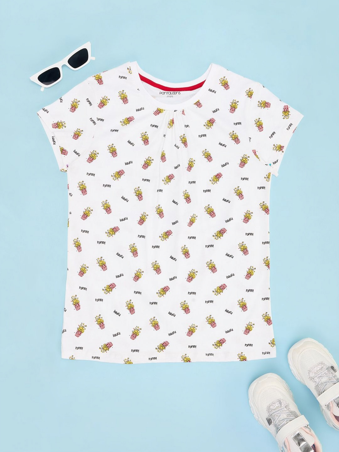 

Pantaloons Junior Girls Printed Pockets T-shirt, White