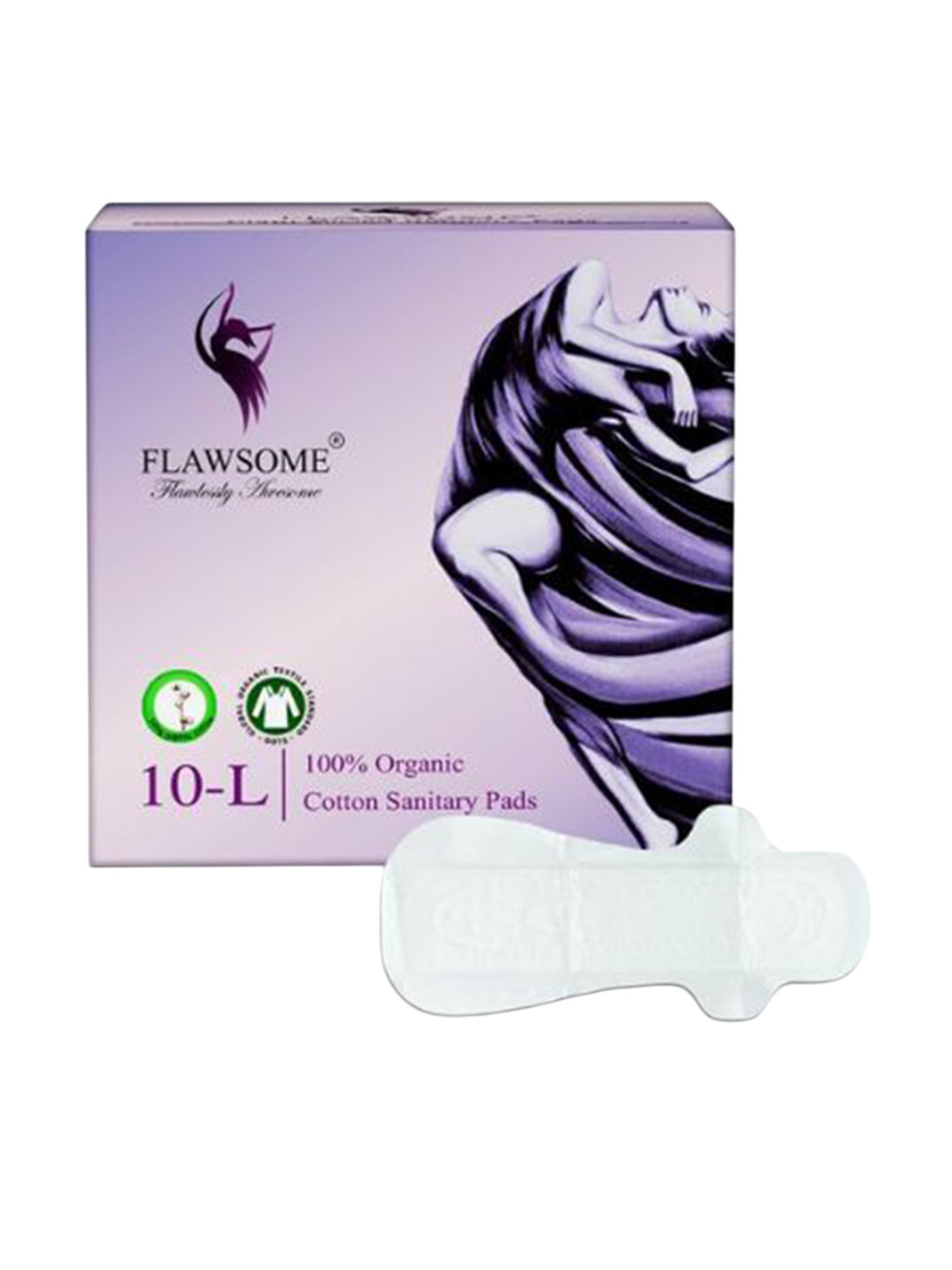 

Flawsome Organic Cotton Sanitary Pads- 10 Pad- L, White