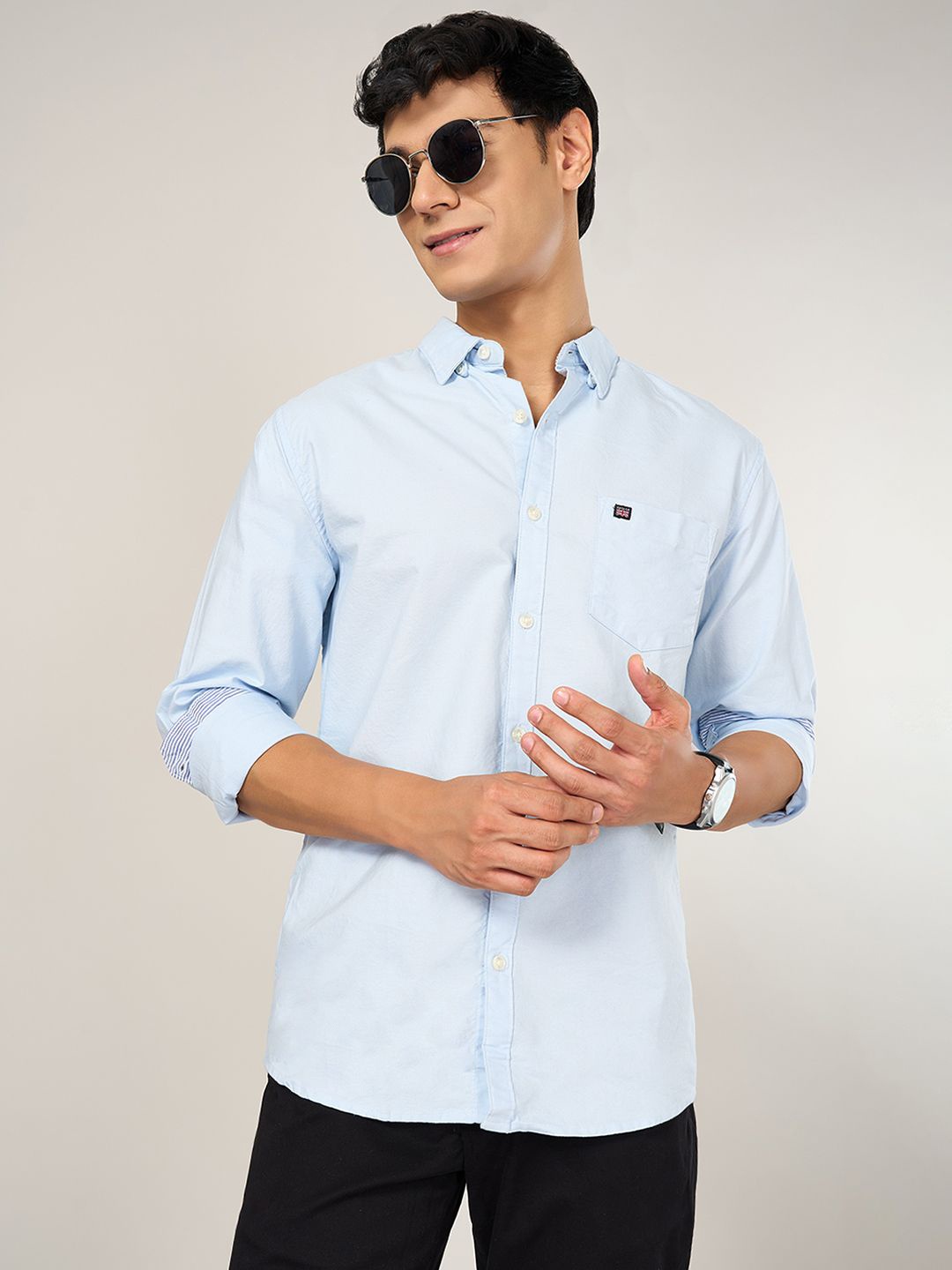

BYFORD by Pantaloons Men Slim Fit Opaque Casual Shirt, Blue