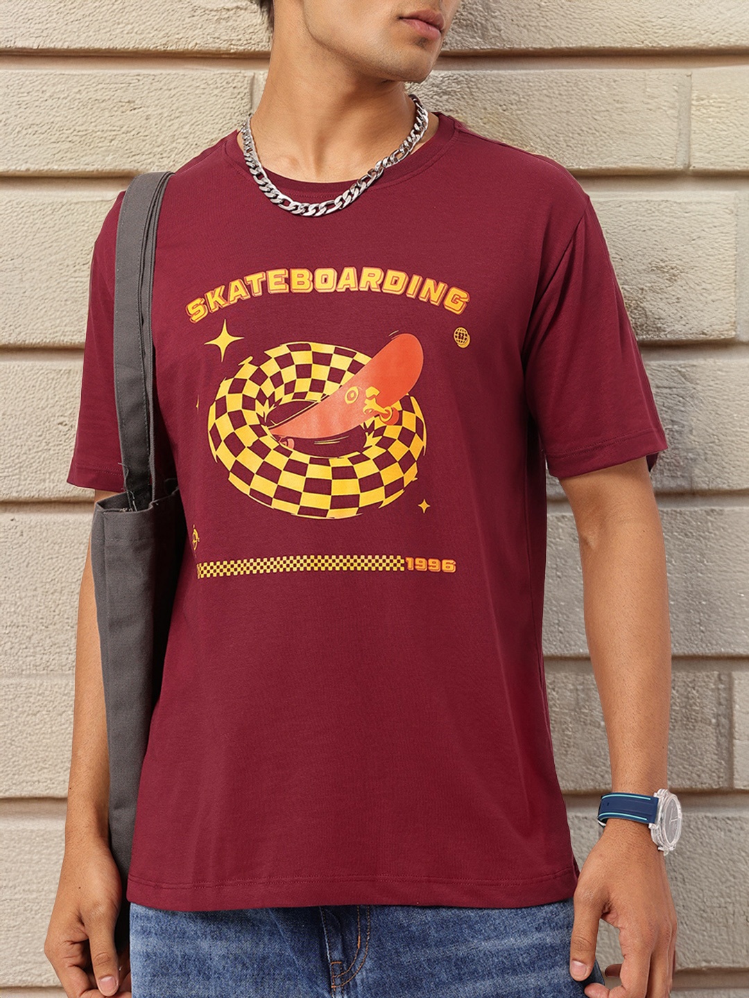 

Kook N Keech Knit & Go Printed Relaxed Fit T-shirt, Maroon