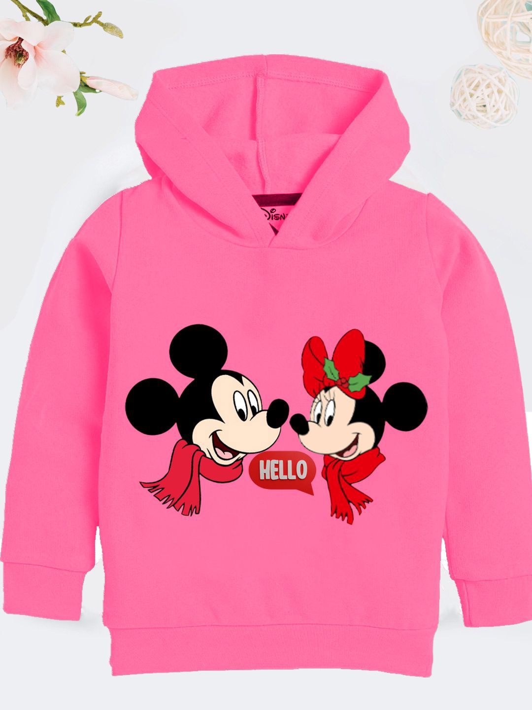 

YK Disney Girls Printed Hooded Sweatshirt, Pink