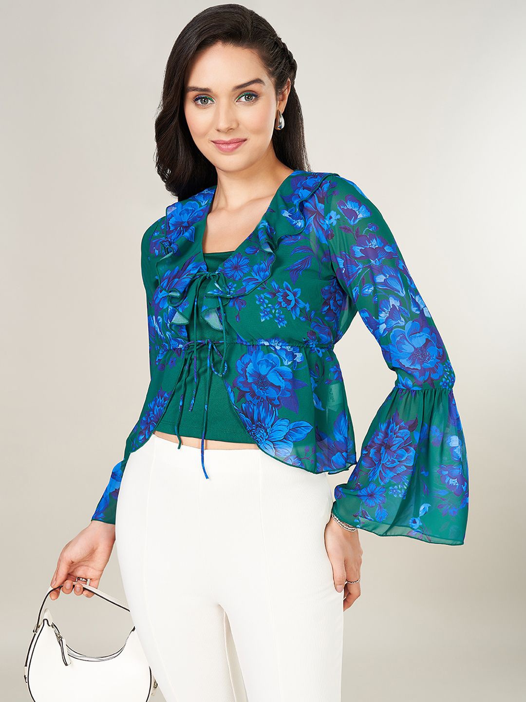 

Honey by Pantaloons Women Floral Printed Wrap Top, Green