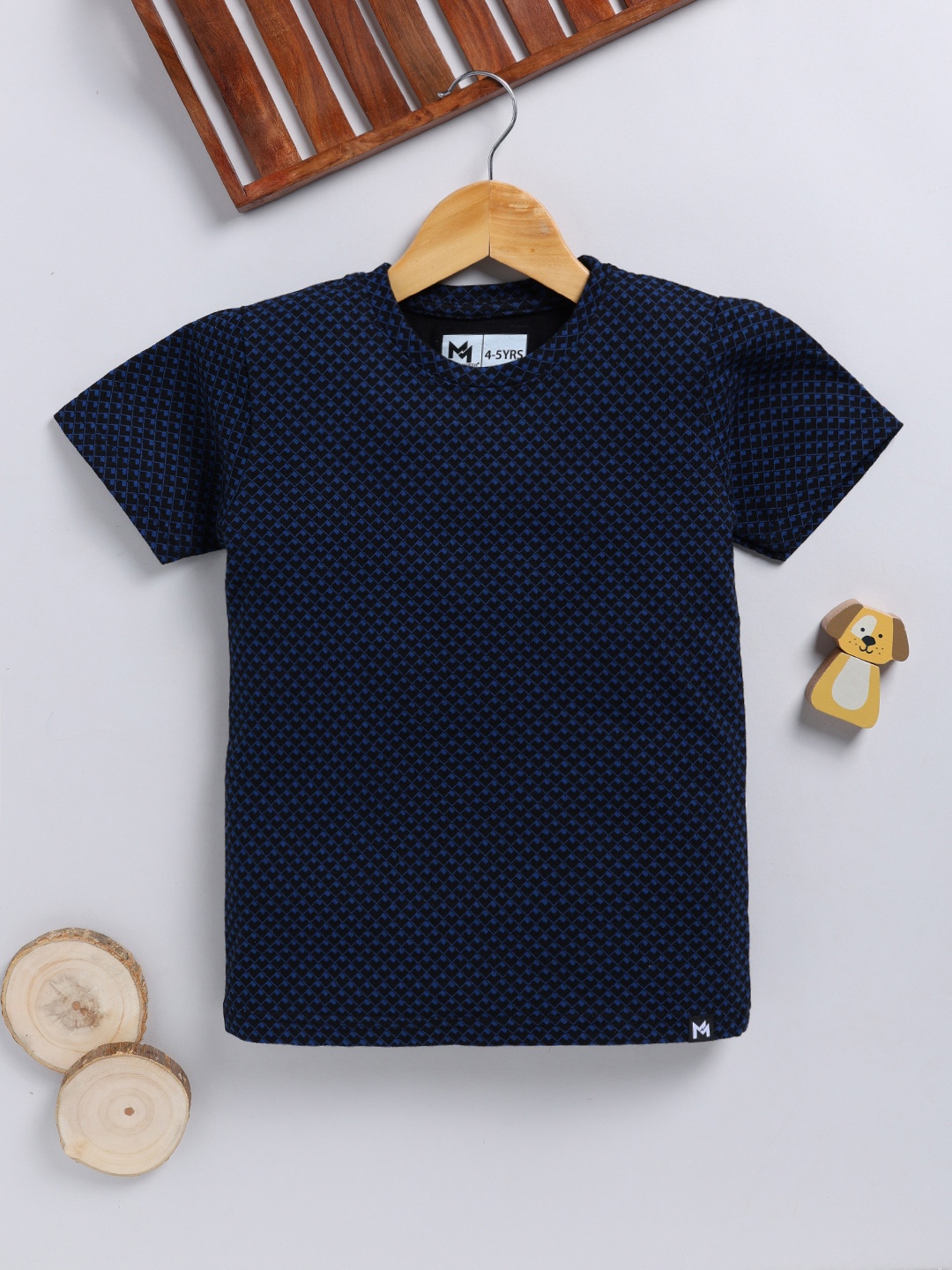 

YK X Minute Mirth Boys Checked T-shirt, Black