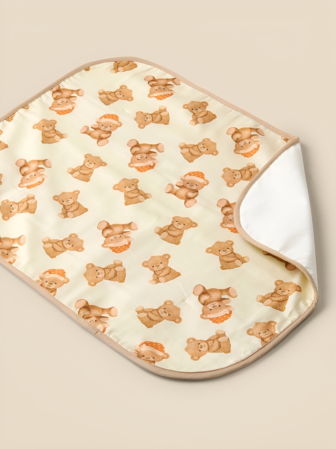 

Fancy Fluff Beige Infants Cotton Printed Mattress Protector
