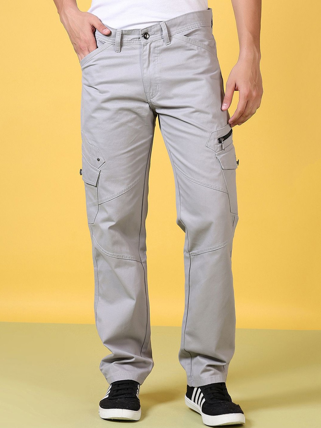 

V-Mart Men Cotton Cargos Trousers, Grey