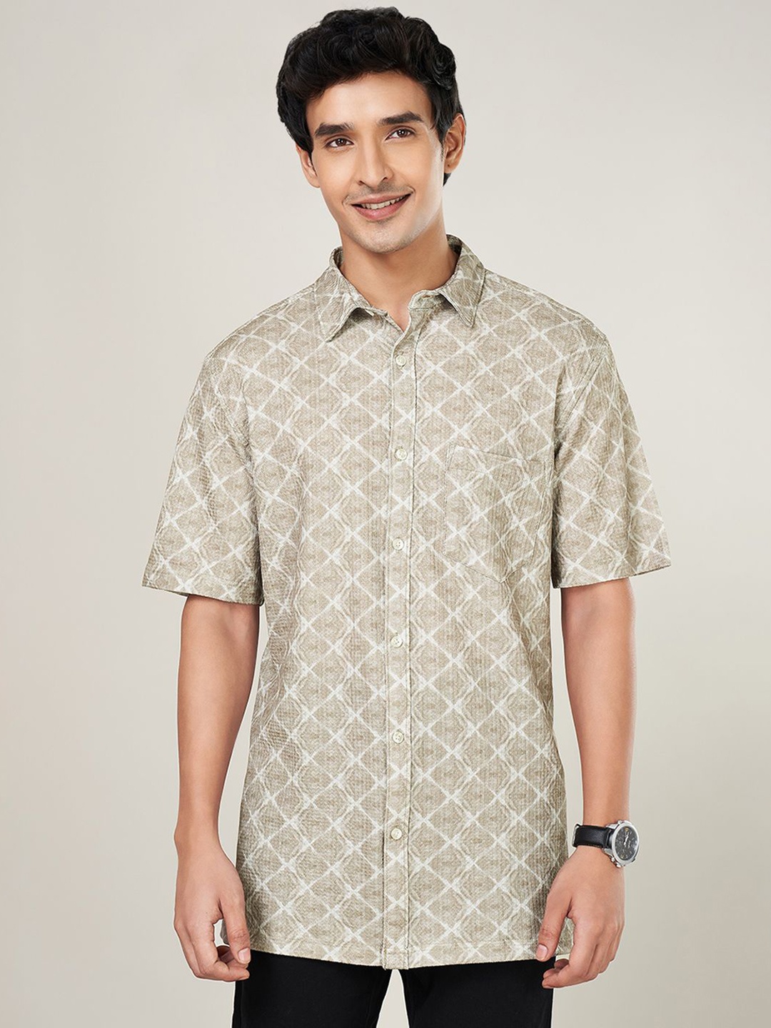 

BYFORD by Pantaloons Men Floral Opaque Printed Casual Shirt, Beige
