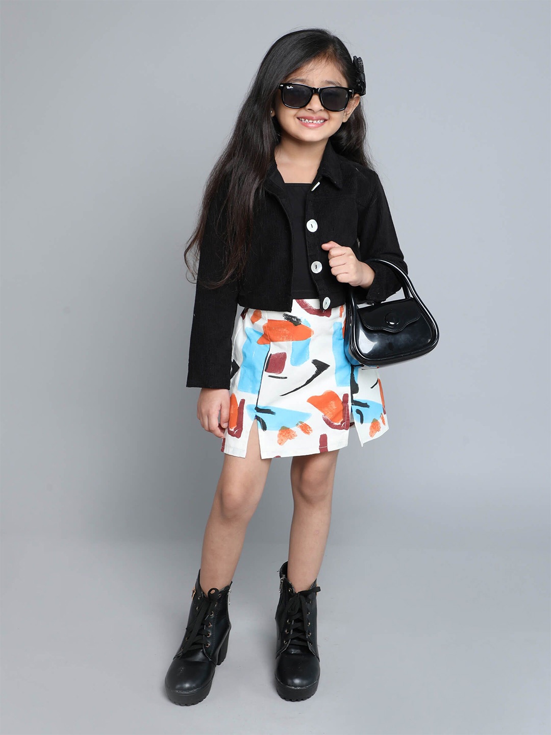 

taffykids Girls Top with Skirt, Black