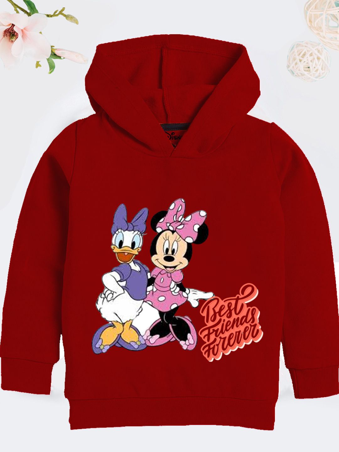 

YK Disney Girls Printed Hooded Sweatshirt, Maroon