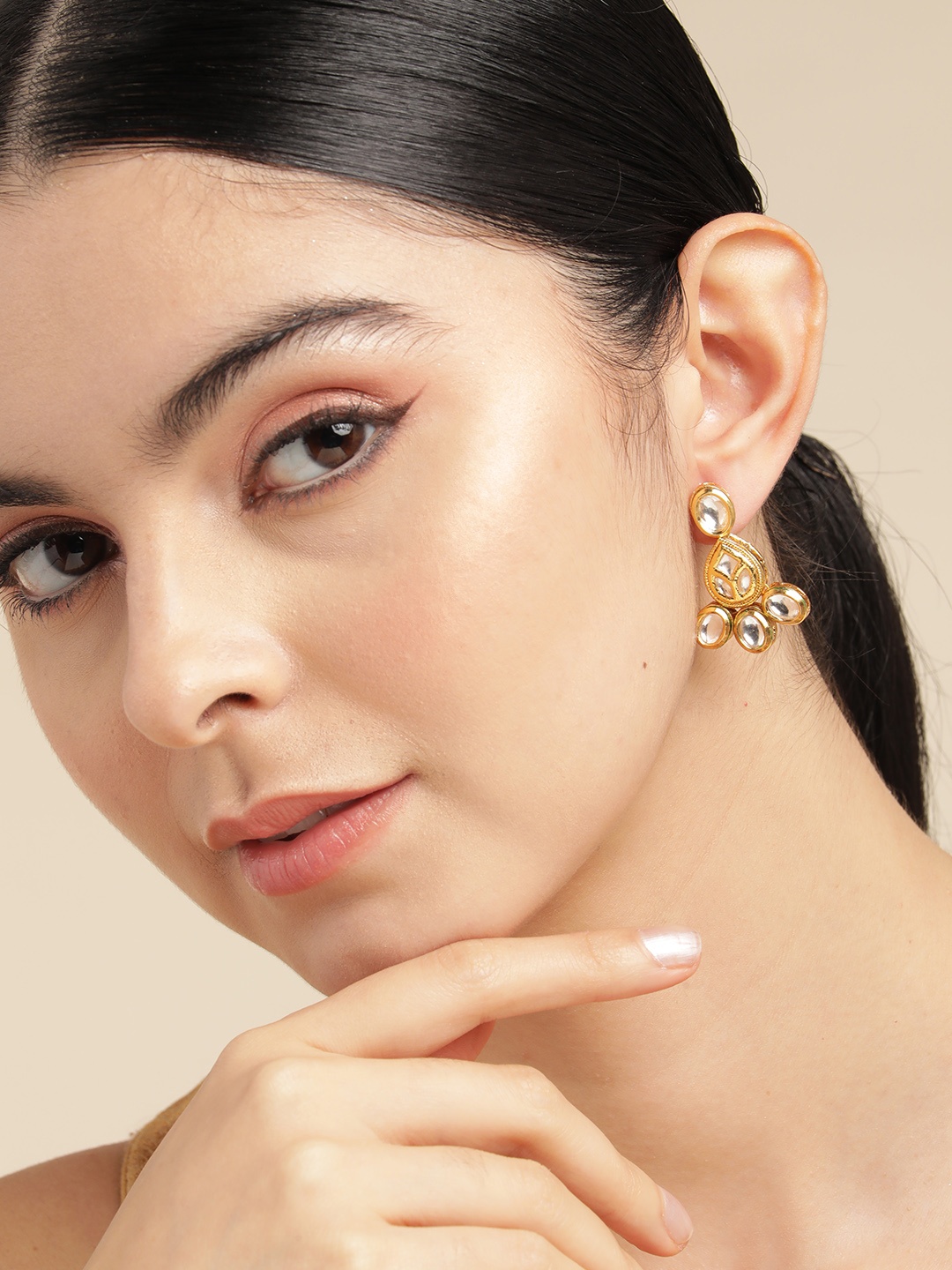 

Anouk Gold-Plated Beaded Contemporary Drop Earrings