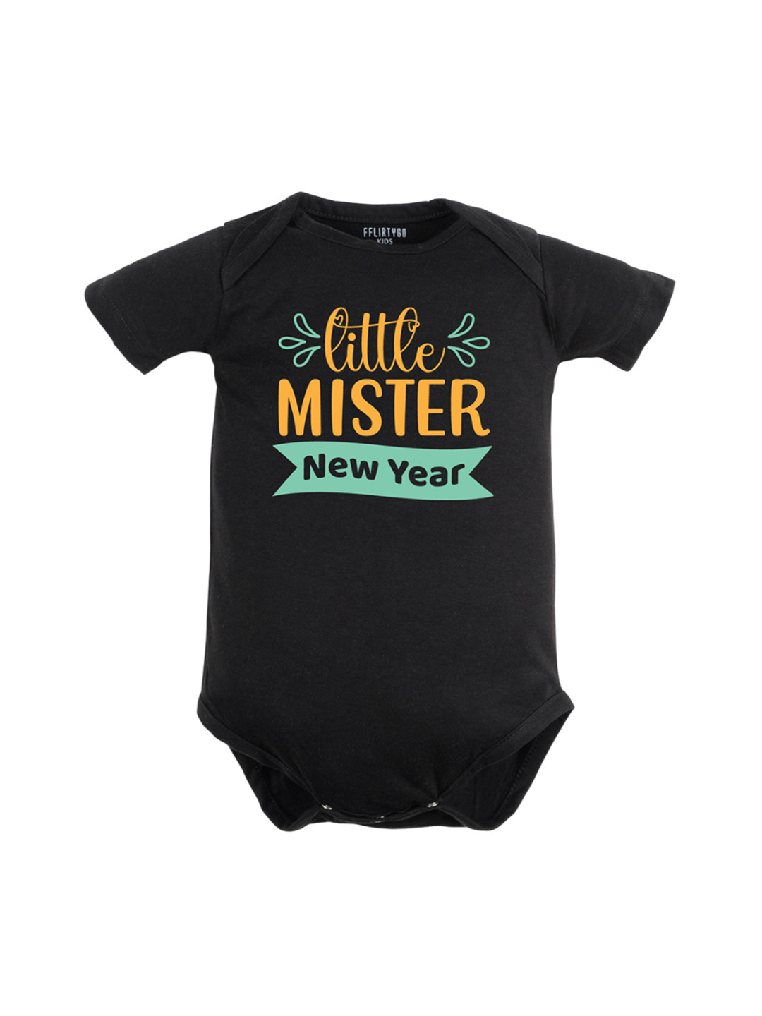

FFLIRTYGO Infant Kids Printed Cotton Bodysuit, Black