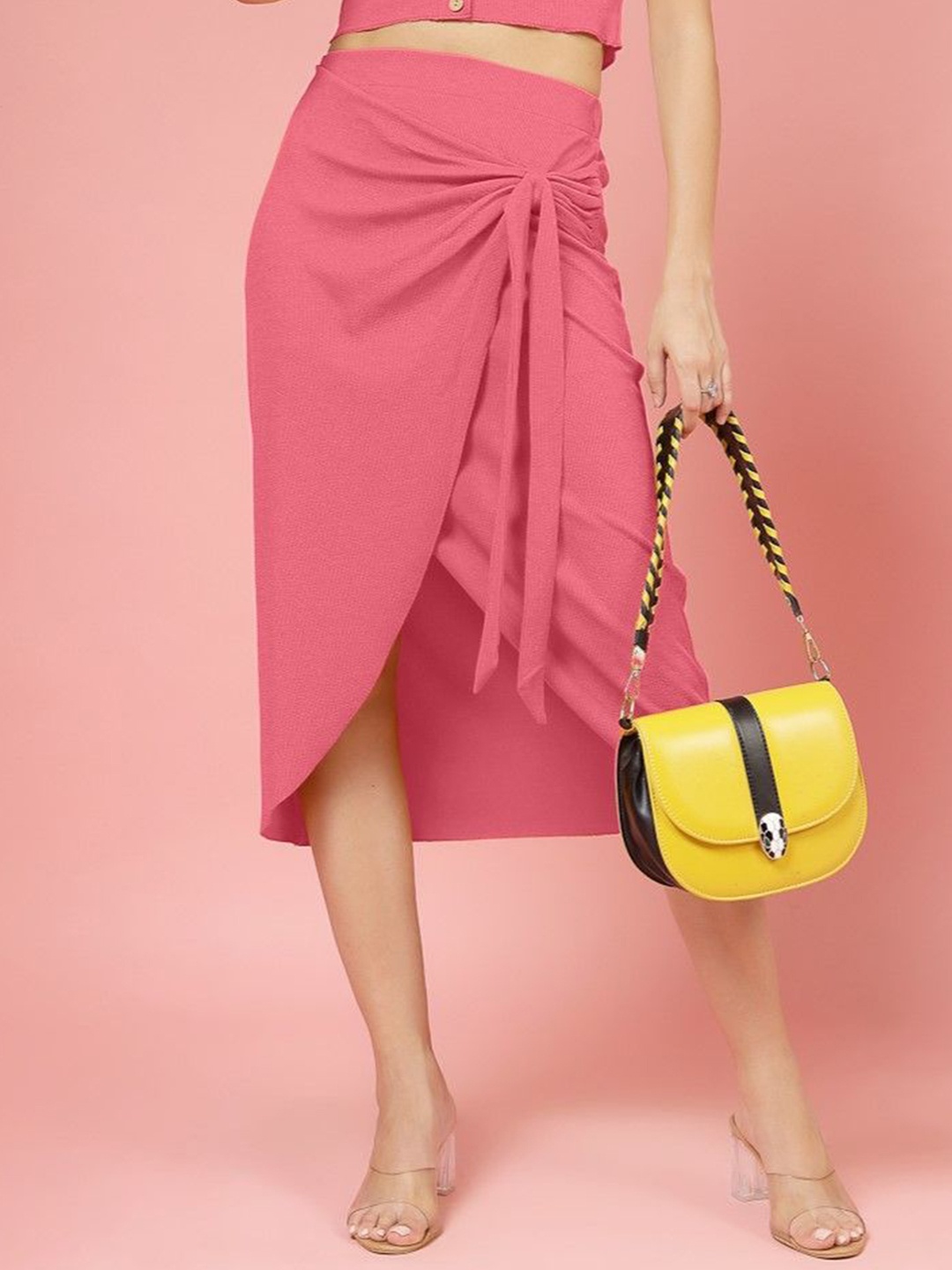 

Oomph! Knot-Detail Wrap Midi Skirt, Pink