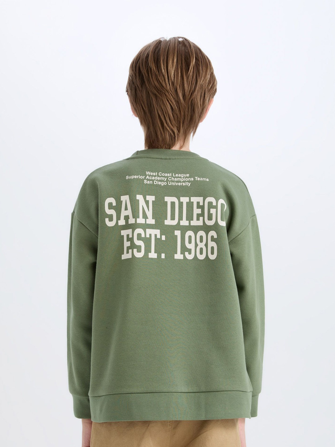 

DeFacto Boys Typography Printed Pullover Sweatshirts, Green