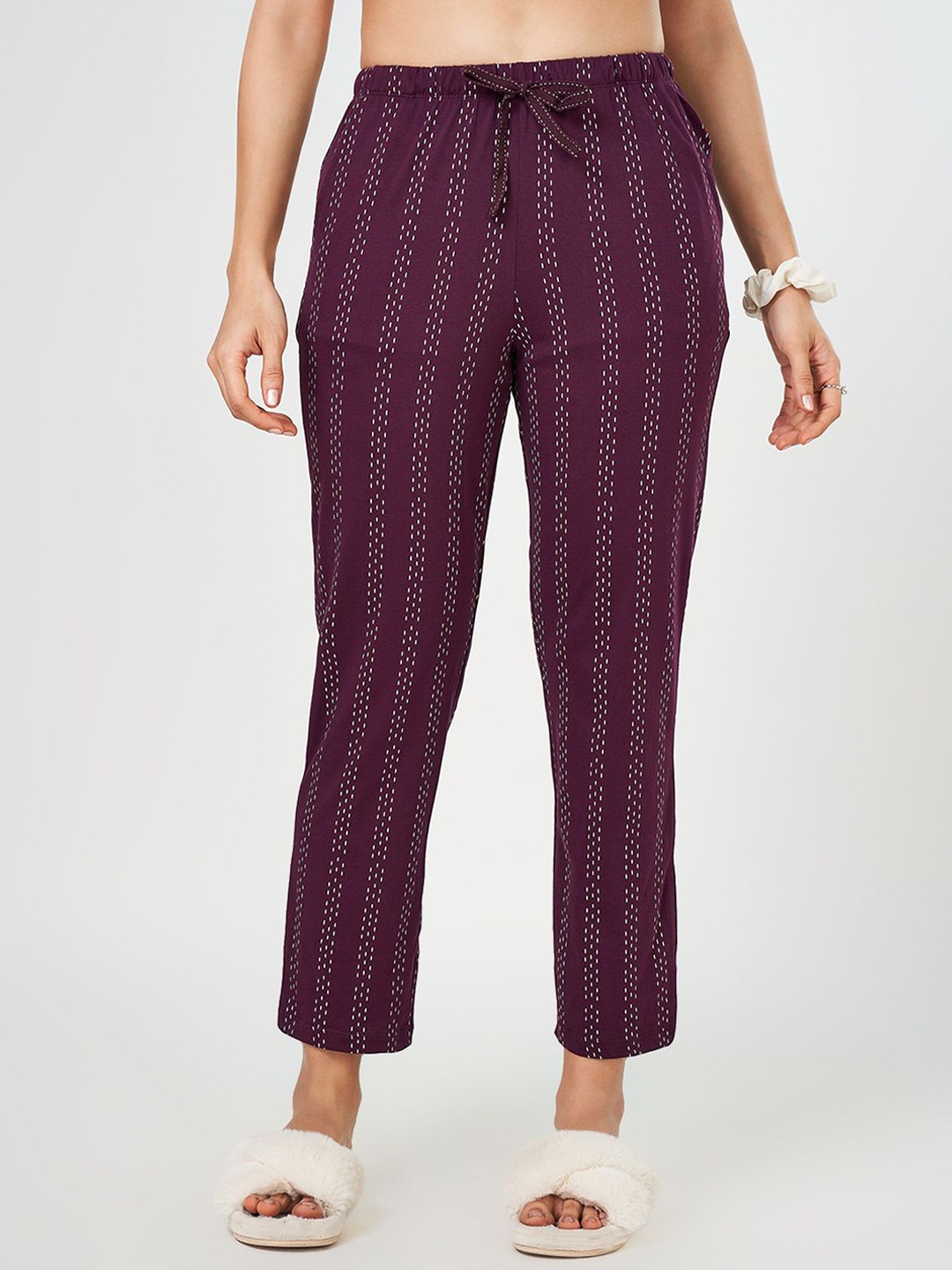 

Dreamz by Pantaloons Printed Pure Cotton Lounge Pants, Purple