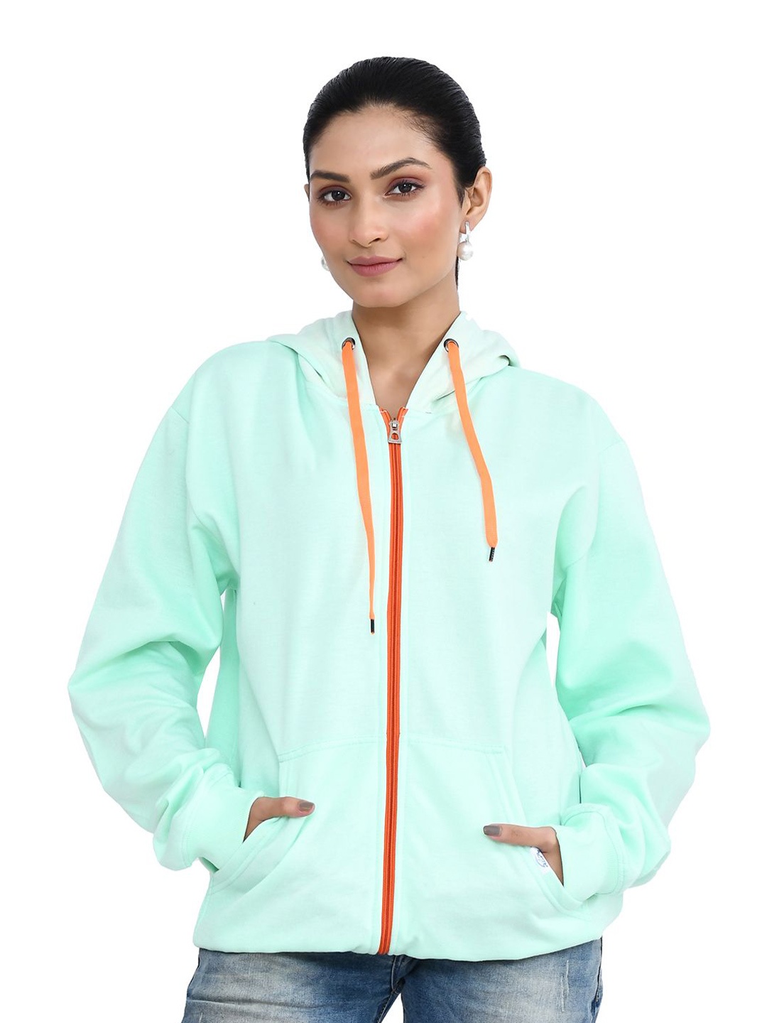 

RAPL Women Hooded Front-Open Sweatshirt, Green