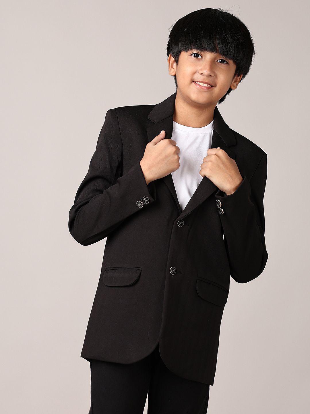 

V-Mart Boys Single-Breasted Blazer, Black