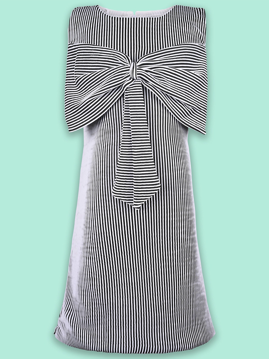 

Wish Karo Striped Satin Fit & Flare Dress, Black