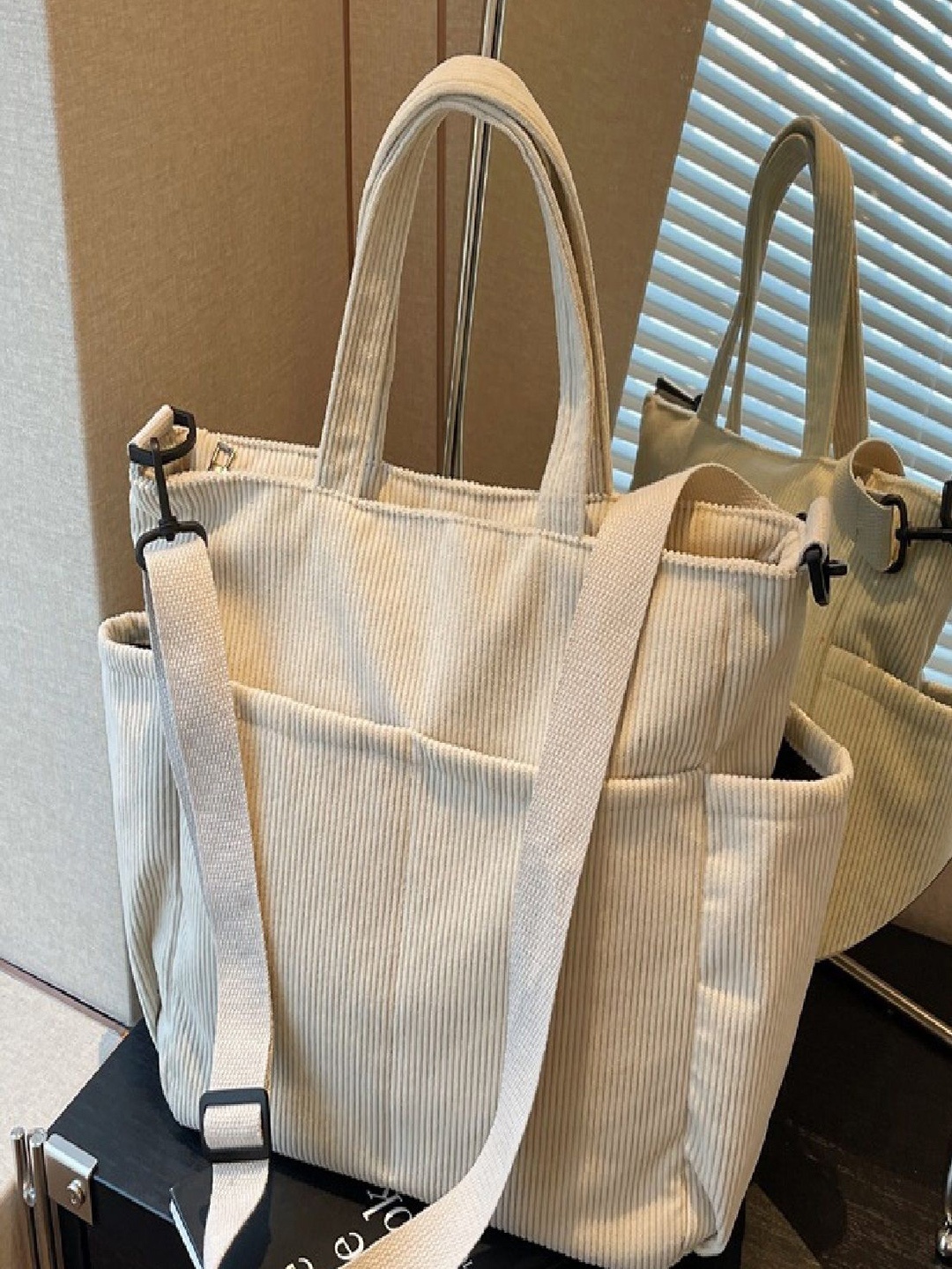 

StyleCast Beige Striped Structured Shoulder Bag