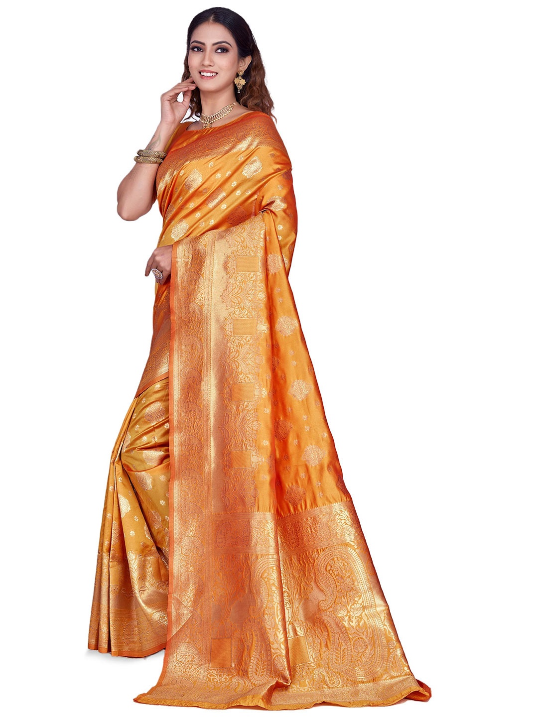 

SHRIMAY Woven Design Zari Art Silk Banarasi Saree, Gold