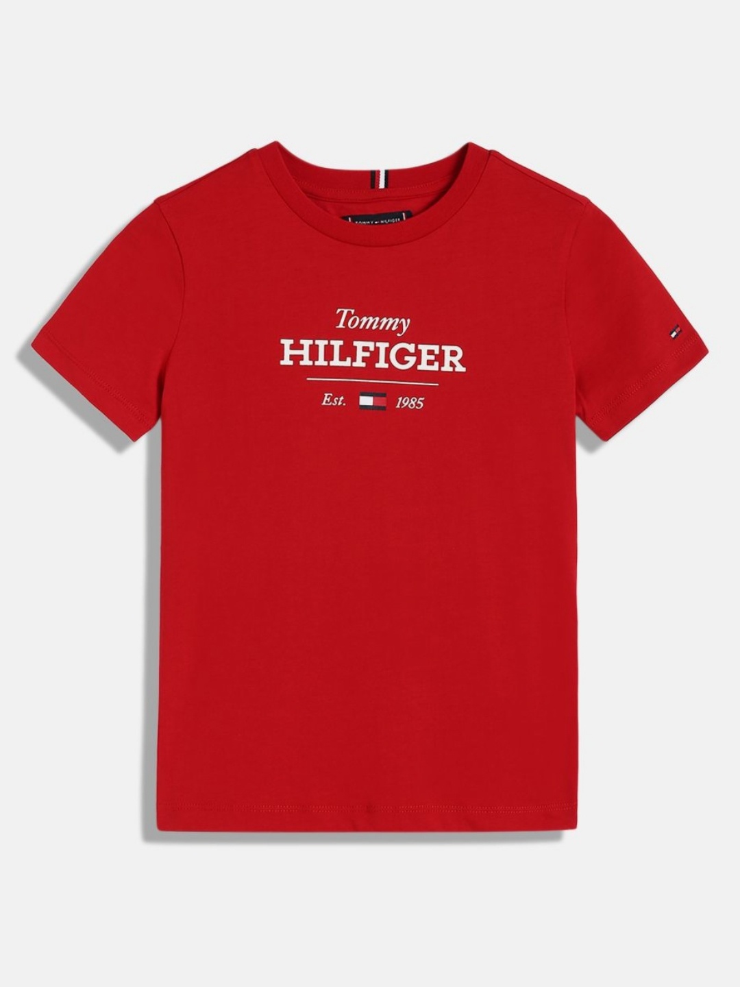 

Tommy Hilfiger Boys Typography Applique T-shirt, Red