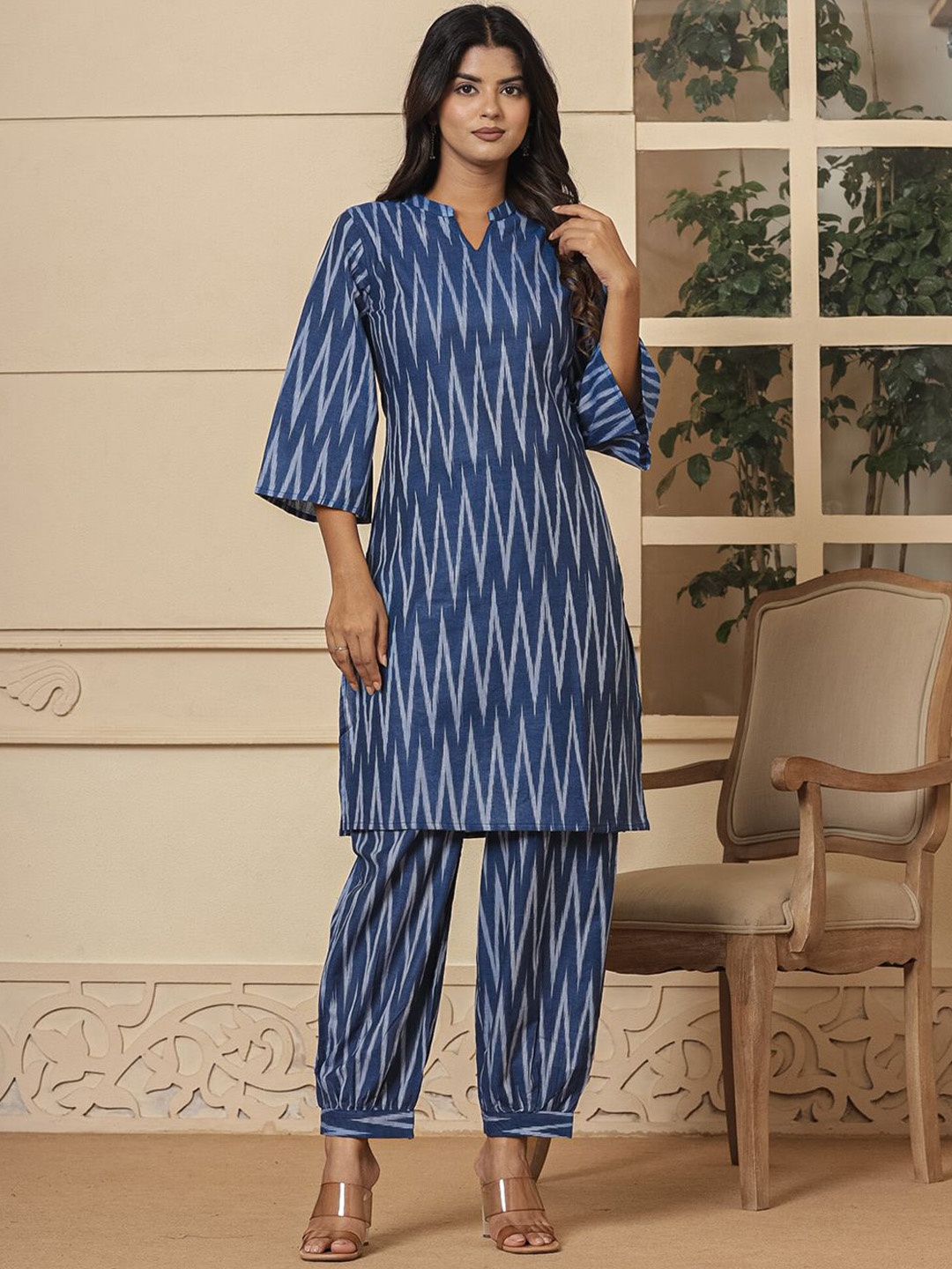 

BAESD Printed Top With Trouser Co-Ords, Blue