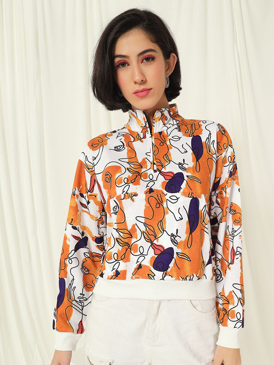 

BAESD Women Printed Sweatshirt, White