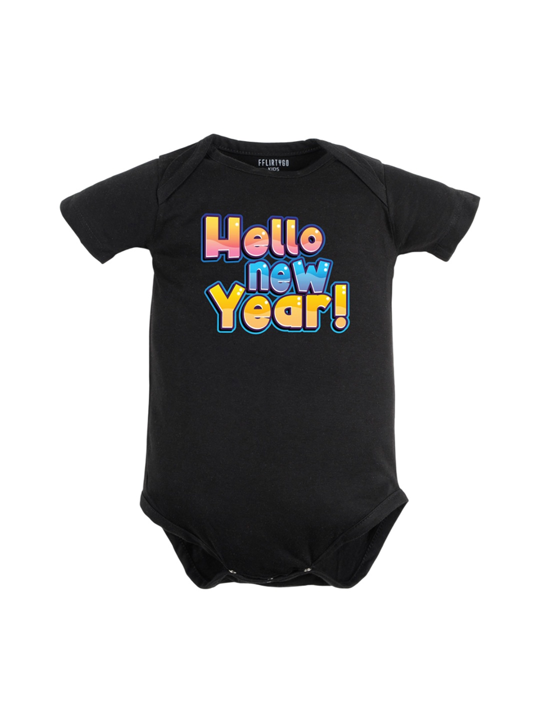 

FFLIRTYGO Infants Printed Cotton Bodysuit, Black