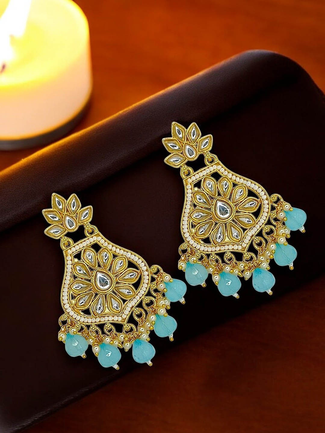 

FEMMIBELLA Contemporary Chandbalis Earrings, Gold