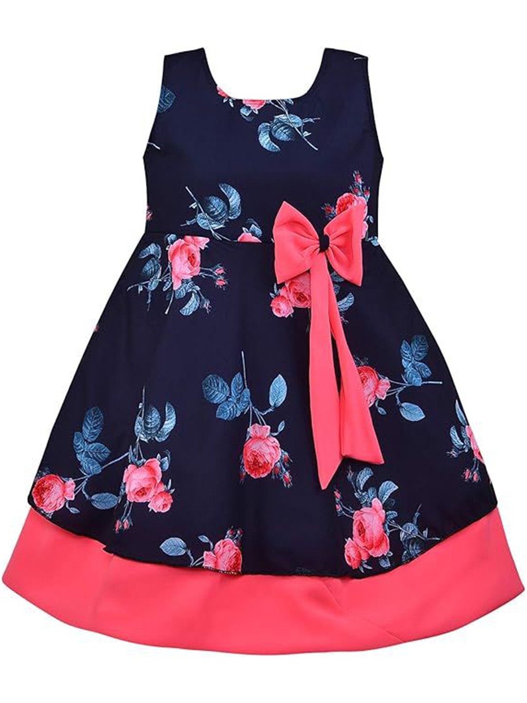 

Wish Karo Floral Print Georgette A-Line Dress, Blue