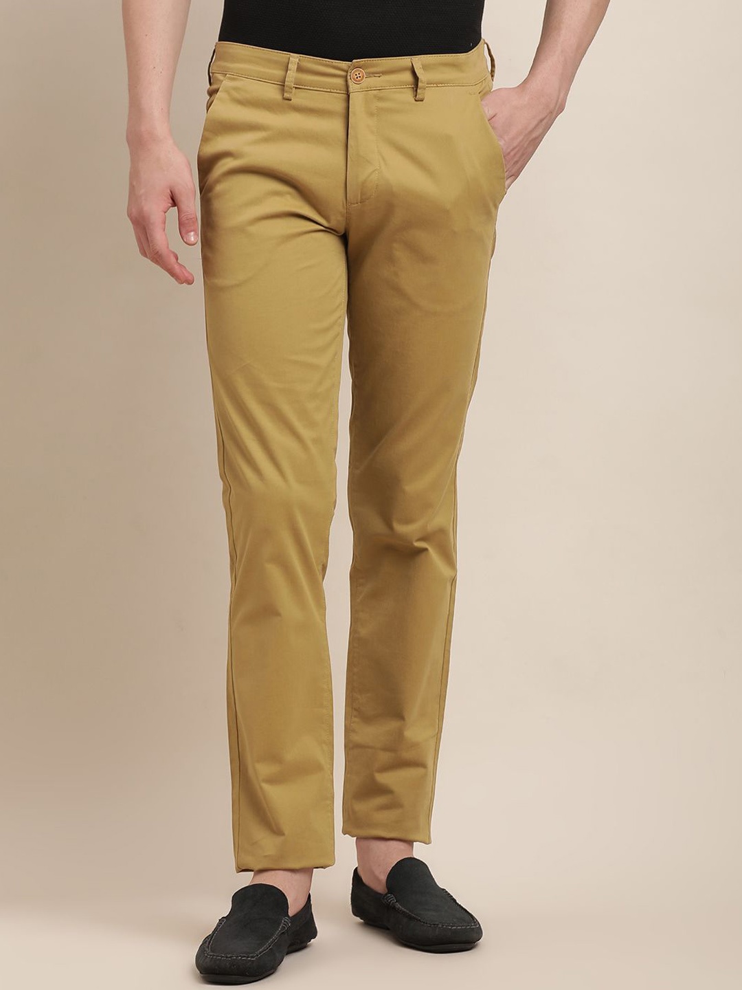 

Turtle Men Relaxed Skinny Fit Chinos Trousers, Beige