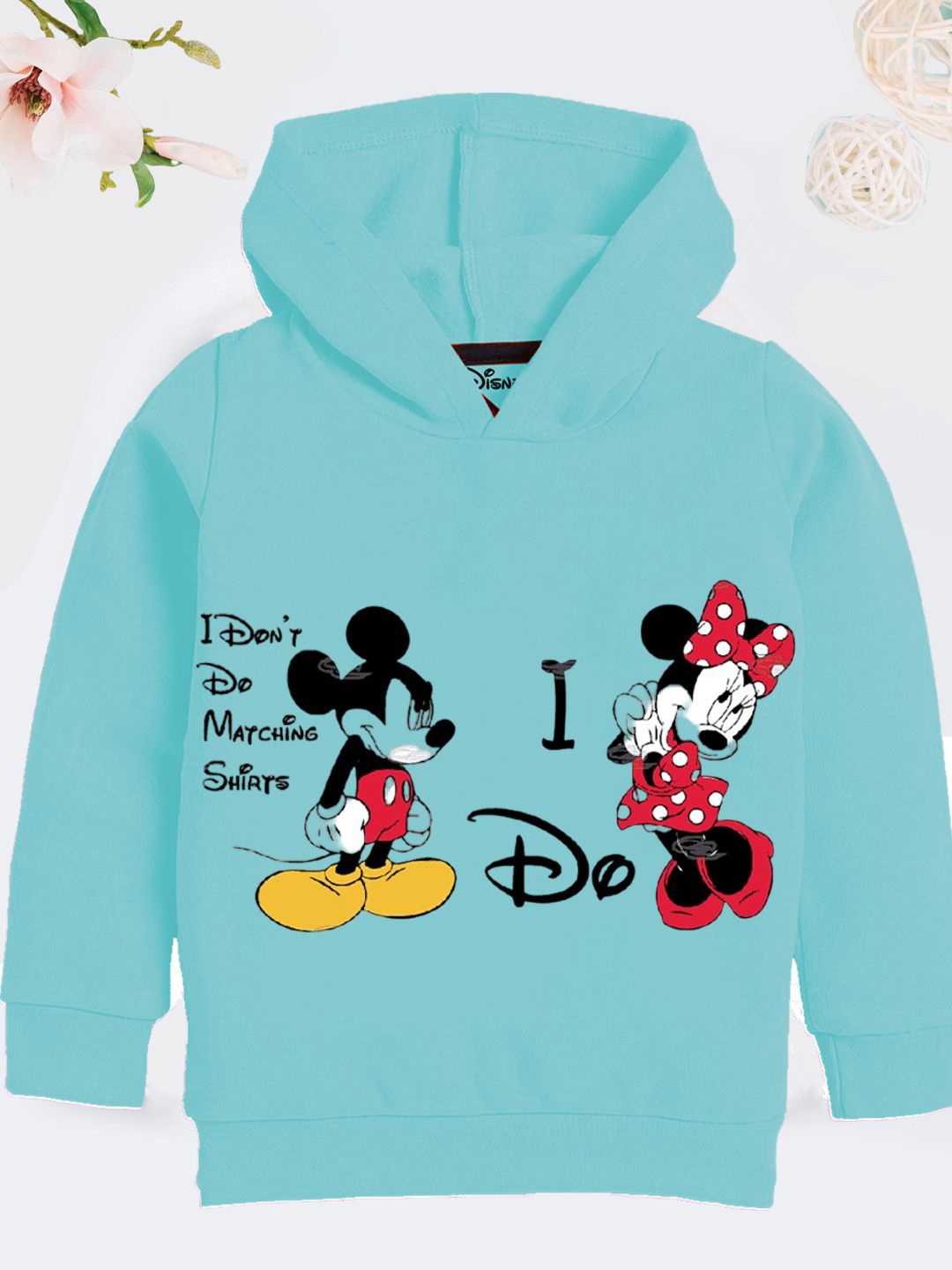 

YK Disney Girls Printed Hooded Sweatshirt, Turquoise blue