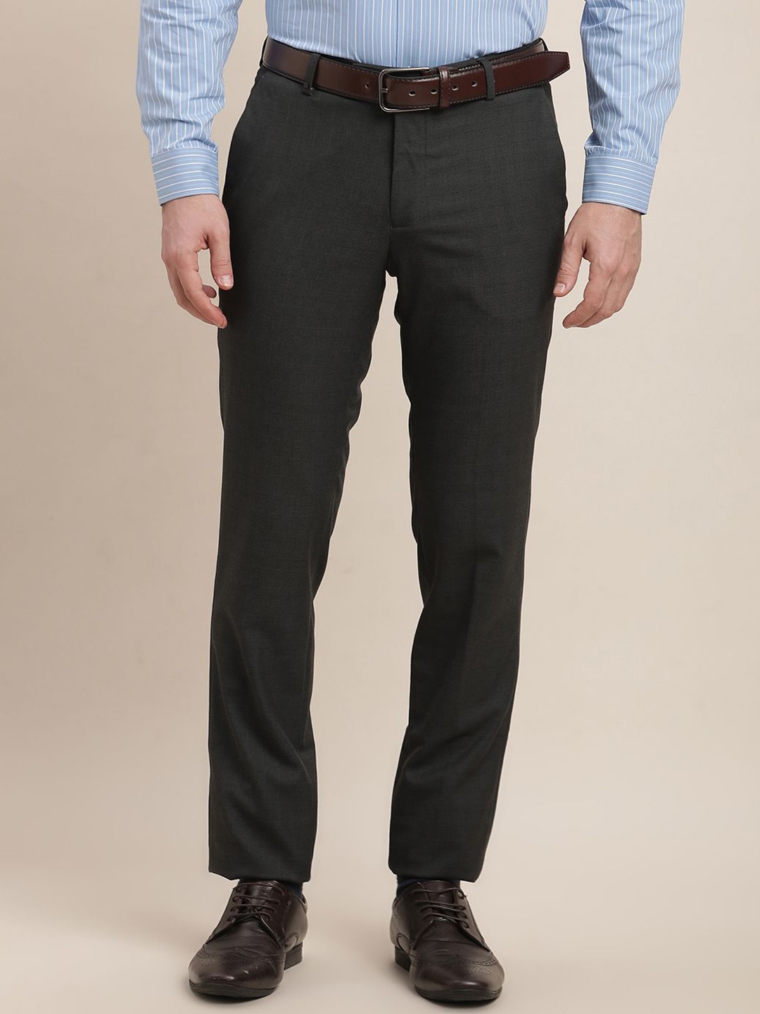 

Turtle Men Cotton Tailored Slim Fit Formal Trousers, Black