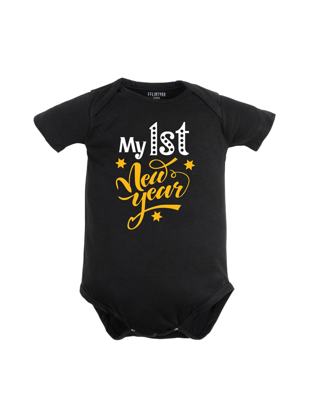 

FFLIRTYGO Infants Printed Cotton Bodysuit, Black