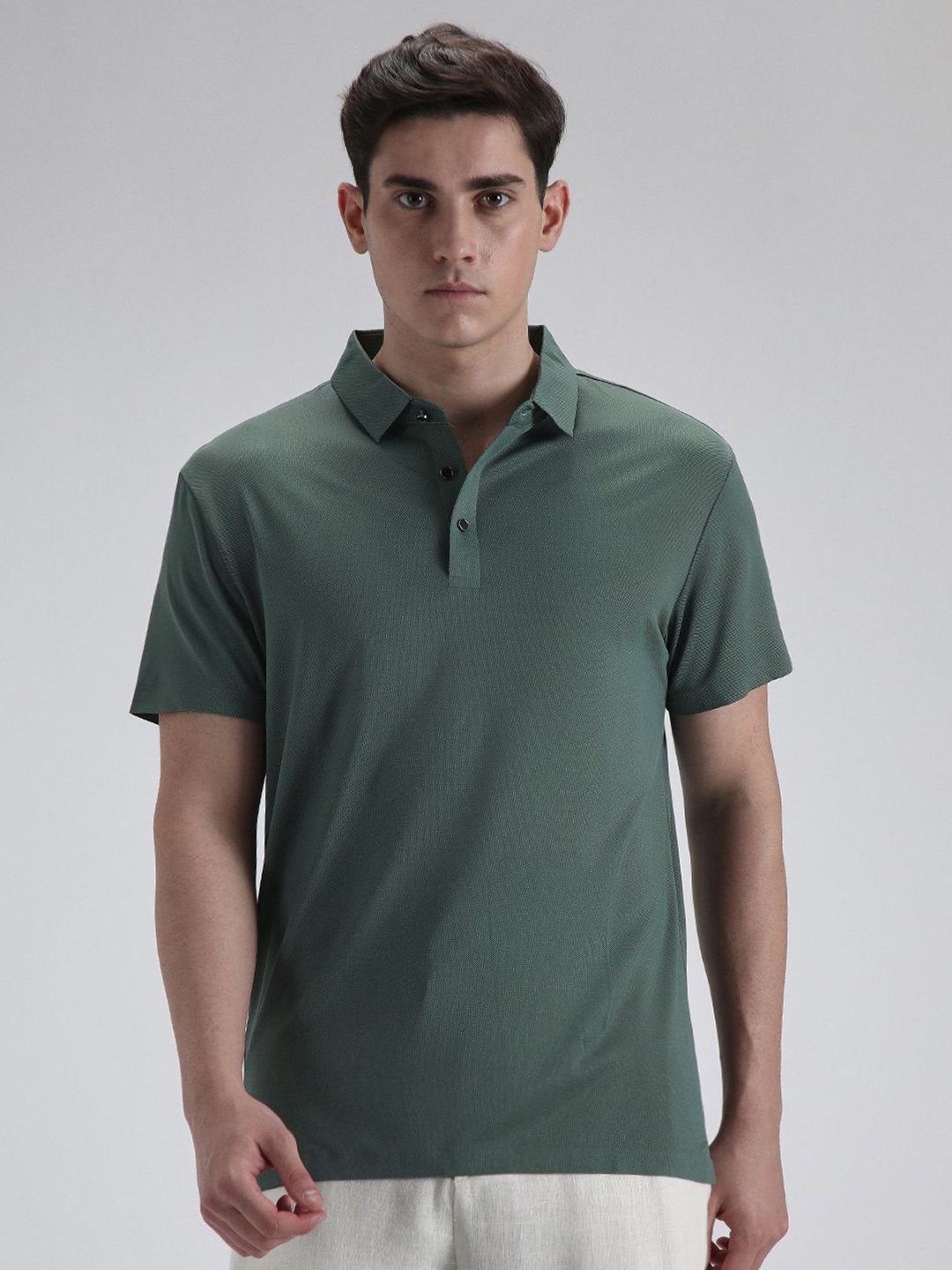 

Banana Club Men Polo Collar Slim Fit T-shirt, Grey