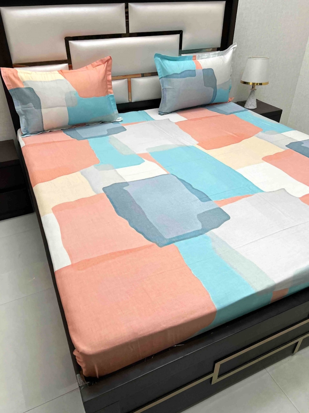 

Pure Decor Cotton King Size Double Bedsheet With 2 Pillow Covers 2.74m X 2.74m, Coral
