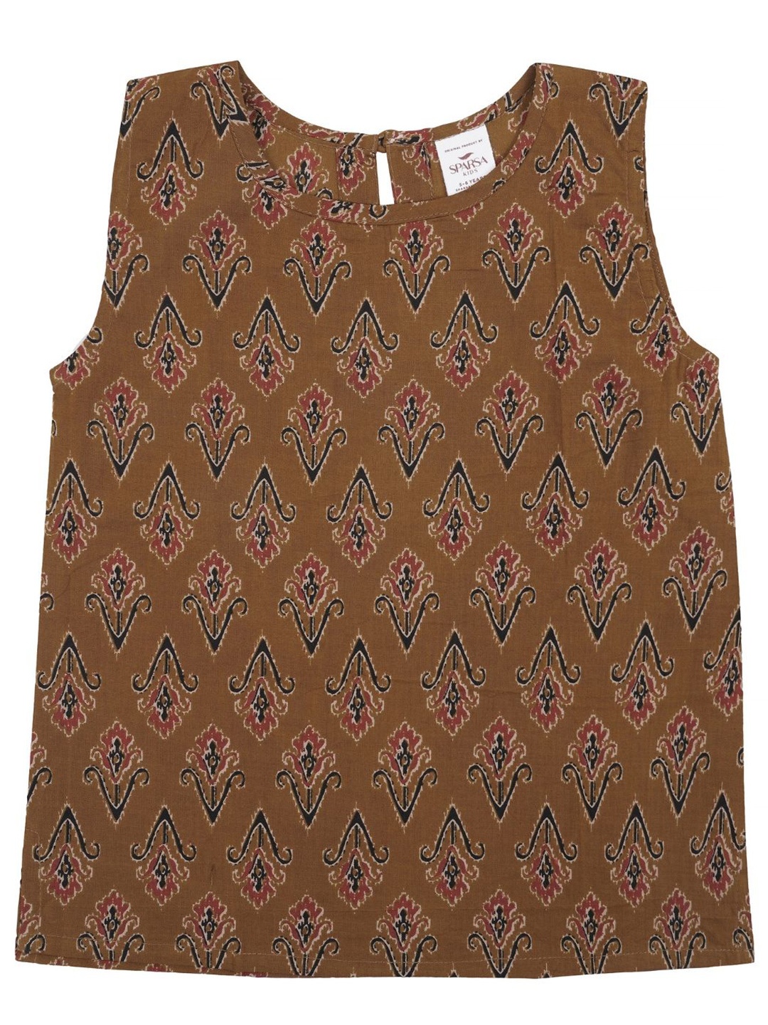 

SPARSA Geometric Print Cotton Top, Mustard