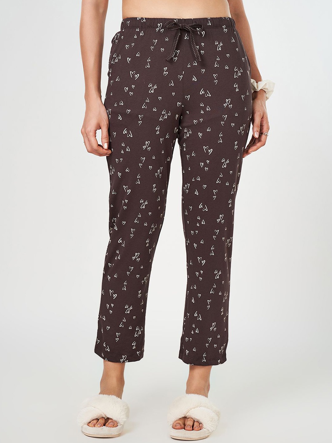 

Dreamz by Pantaloons Printed Pure Cotton Lounge Pants, Charcoal
