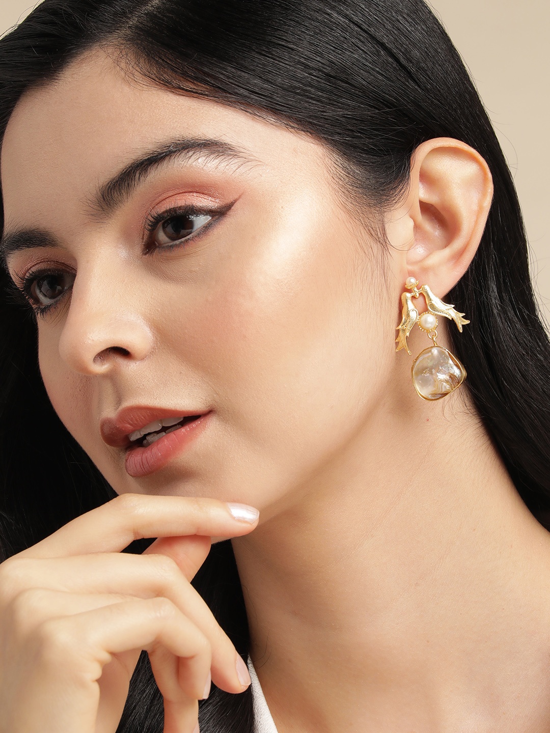 

Anouk Gold Plated Beaded Contemporary Drop Earrings
