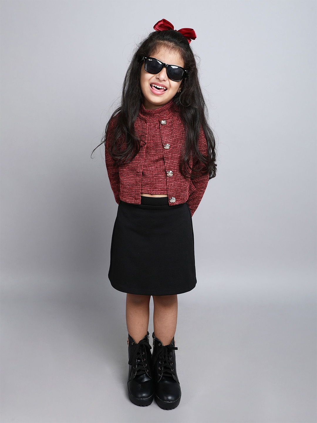 

taffykids Girls Top with Skirt, Maroon