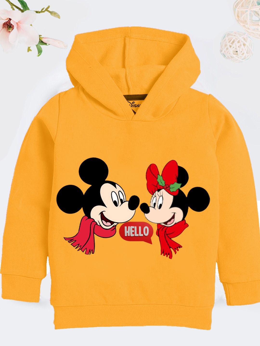 

YK Disney Girls Printed Hooded Sweatshirt, Mustard