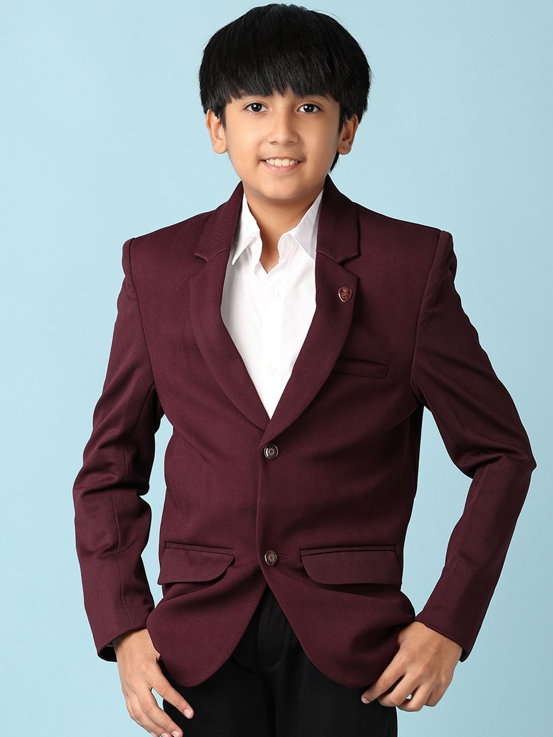 

V-Mart Boys Single-Breasted Blazer, Maroon