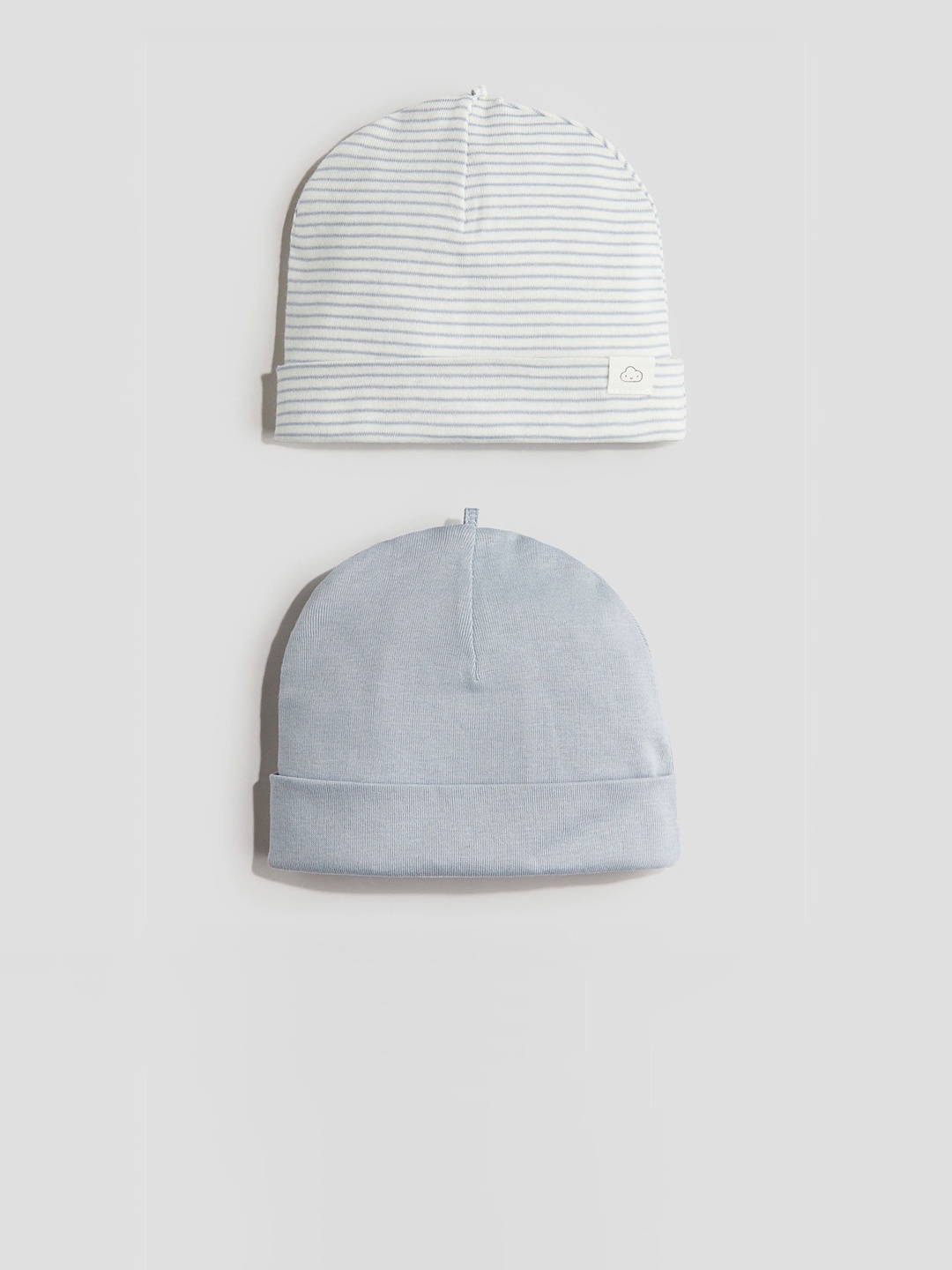 

H&M Boys Pack of 2 Printed Pure Cotton Beanies Cap, Blue
