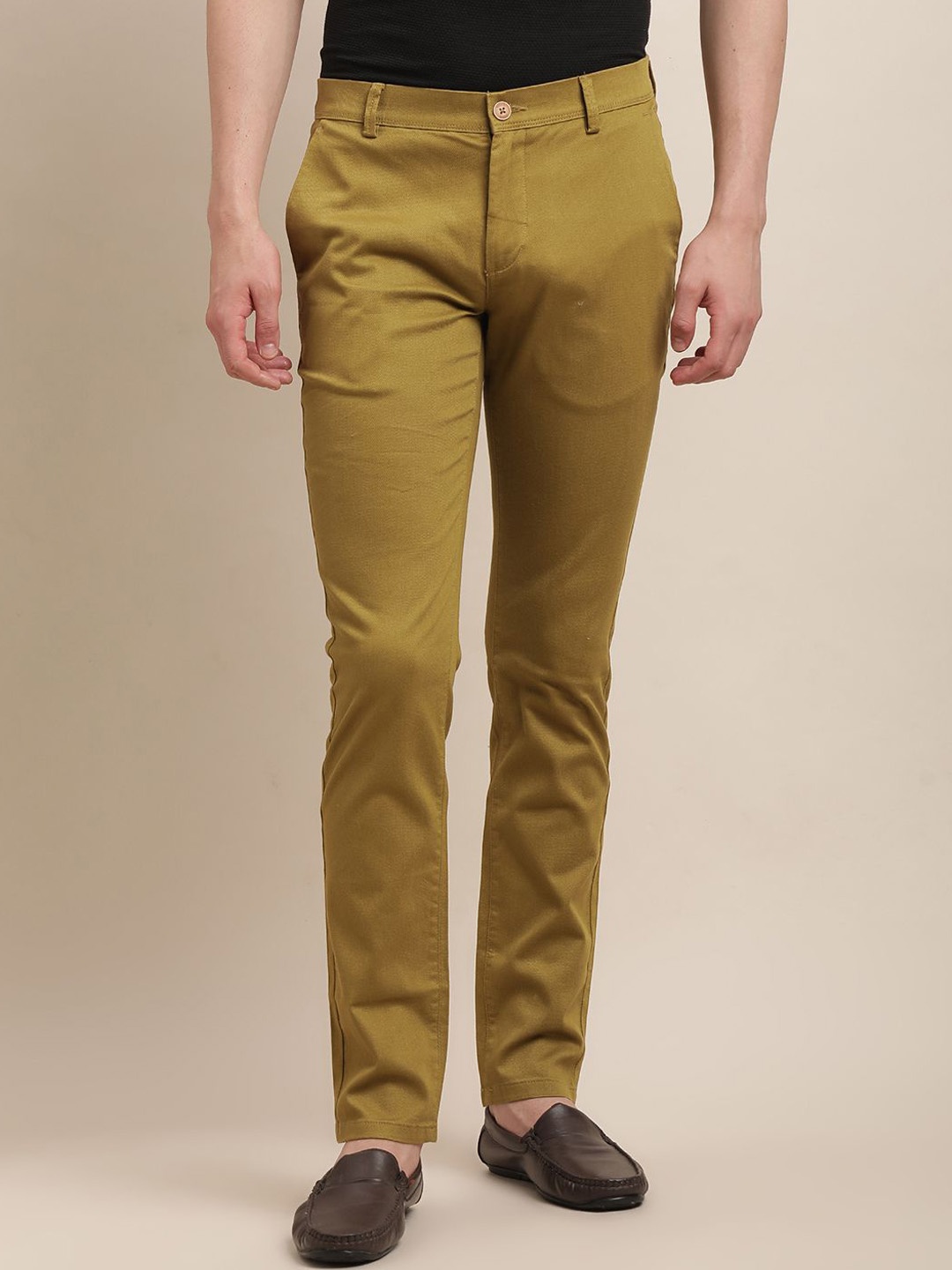 

Turtle Men Relaxed Tapered Fit Chinos Cotton Trousers, Khaki