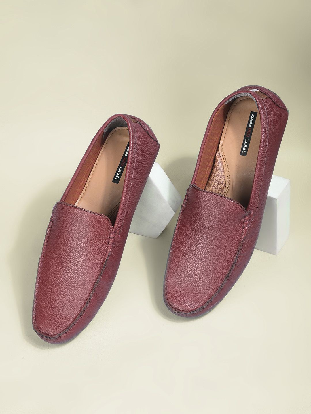 

Bata Men Leather Formal Slip-On Shoes, Red